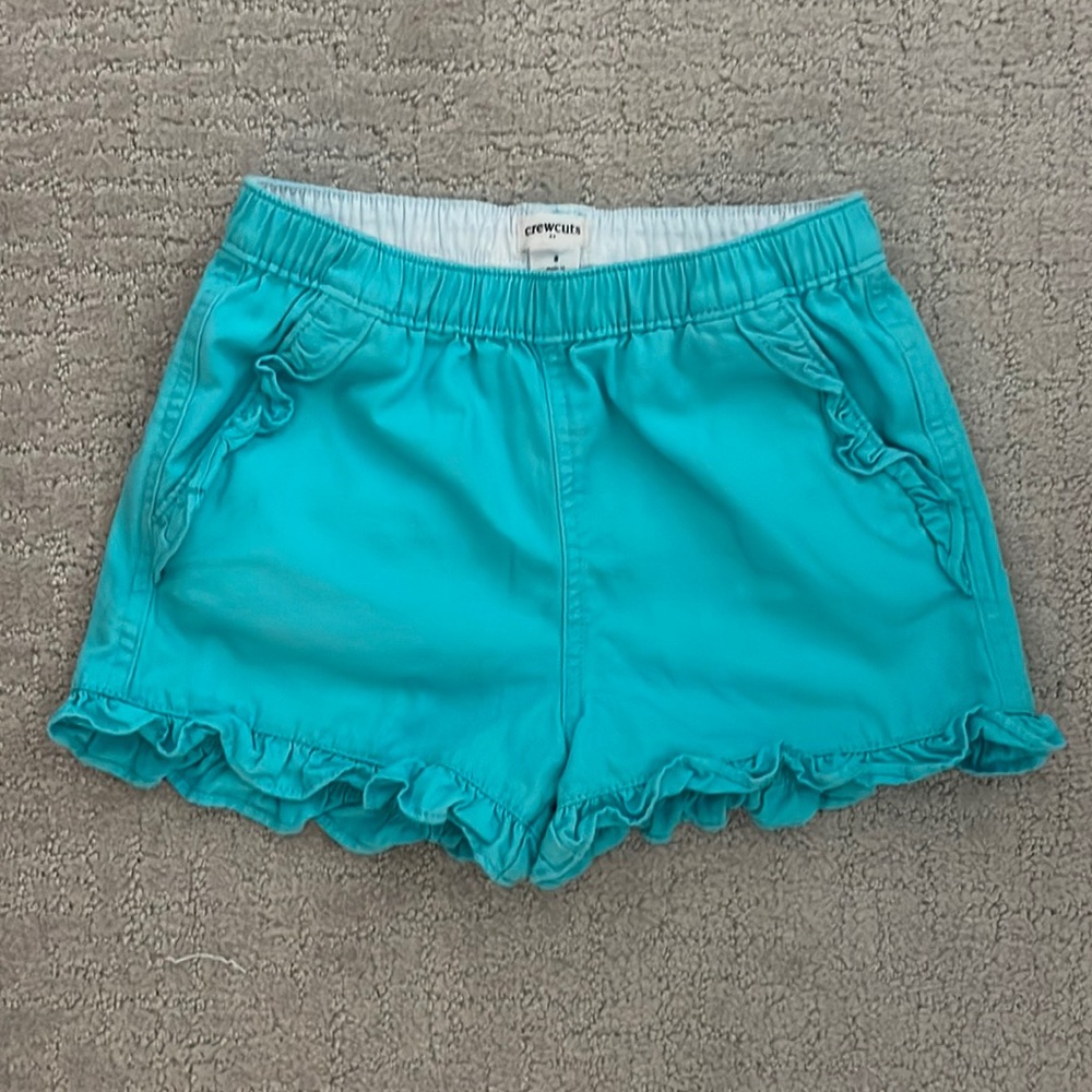 J crew girls ruffle pull-on short in soft chino size 8 torques